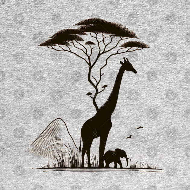 Girafe et éléphant. by YuYu